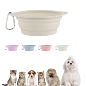 하이 퀄리티 실리콘 접이식 애완 동물 피더 휴대용 단일 애완 동물 먹이 그릇 비축 및 안전