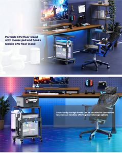 Mobile Chassis Rack Adjustable 6-speed <strong>Computer</strong> Double-layer Desktop Host Cart Competitive Room <strong>Bracket</strong> - Product Image 2