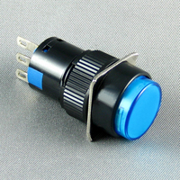 Interrupteur à bouton-poussoir momentané en plastique avec lumière LED rouge de 16 mm, fourni par l'usine