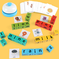 Jeu de cube mathématique 2-en-1 pour enfants (orthographe et mathématiques) - Cartes flash en anglais et jouet de puzzle numérique pour l'éducation précoce