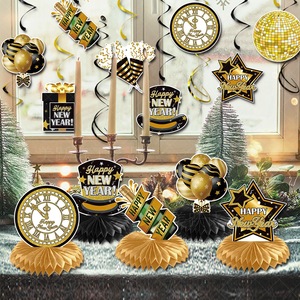 Ychon <span class=keywords><strong>bonne</strong></span> année décorations centres <span class=keywords><strong>de</strong></span> <span class=keywords><strong>table</strong></span> en nid d'abeille 2025 nouvel an fête pom boule papier décor - Product Image 2