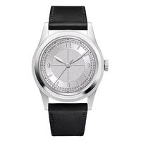 OEM-Logo Personalisierte Armbanduhr Hersteller Wasserdicht Gewölbtes Saphirglas Lederarmband Vollautomatische Uhr für Herren