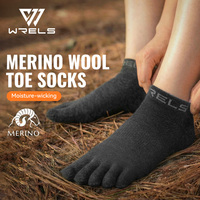 Chaussettes à cinq doigts WRELS en laine mérinos respirante, élastiques, antidérapantes, absorbant l'humidité, confortables pour le Pilates