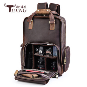 Tiding Genuine Leather <b>Camera</b> Backpack Dark Brown 15L DSLR SLR Mirrorless Use - Product Image 2
