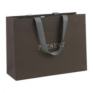 Sac cadeau en papier d'emballage de luxe personnalisé de style européen avec logo imprimé à l'écran et poignées en ruban - Product Image 1