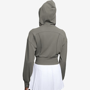 Veste de <span class=keywords><strong>sport</strong></span> à capuche tendance pour femmes Cardigan cintré à la taille Haut à manches longues Vêtements de yoga Veste de fitness polyvalente décontractée - Product Image 2