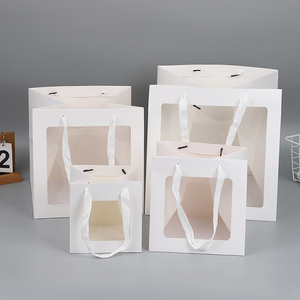 Kaka tùy chỉnh kích thước logo sang trọng rõ ràng nhựa Kraft Tote quà tặng bao bì túi giấy với cửa sổ cho doanh nghiệp nhỏ - Product Image 3