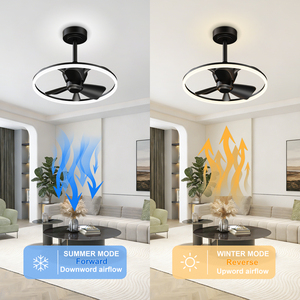 Ventilateur de plafond LED moderne de 19.7 pouces, lumière noire en forme d'anneau rond, moteur silencieux, 3000-6500K, lumière de ventilateur intelligente à intensité variable pour chambre à coucher et salle à manger - Product Image 5