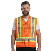 Chaleco de Seguridad Naranja de Alta Visibilidad, Reflectante, Ropa de Trabajo Industrial, Malla Transpirable, Chaleco de Construcción con Bolsillos