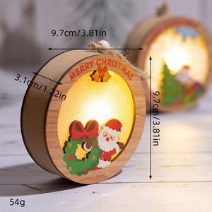 Adornos Navideños de Madera con Luces LED, Decoraciones Redondas Luminosas para el Árbol de Navidad, Colgantes para Decoración del Hogar en Navidad - Product Image 2