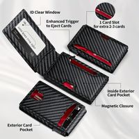 Portefeuille homme en fibre de carbone avec pince à billets, étui à cartes à double pliage, blocage RFID, portefeuille transfrontalier, porte-cartes magnétique coulissant