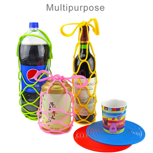 Hot Selling Custom Printed Logo Handbag for Wine Silicone Carrie Tote Bag Wrap Cup <b>Coaster</b> Picnic Mesh Basket - Product Image 5