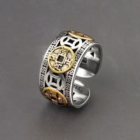 Anneaux Feng Shui chinois Pixiu vintage en zircon plaqué or, pièces de monnaie en cuivre argenté, amulette pour femmes et hommes, bijoux porte-bonheur pour la richesse