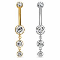 G23 Titane bouton stud 24K or PVD plaqué Internally Threaded Clear CZ Shaped Belly Ring Piercing Jewelry