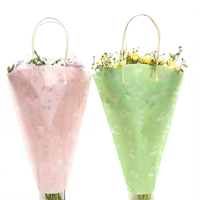 Sacs d'emballage en forme de cône pliables et portables en non-tissé pour bouquets de fleurs DIY, vente en gros, pour fleuristes