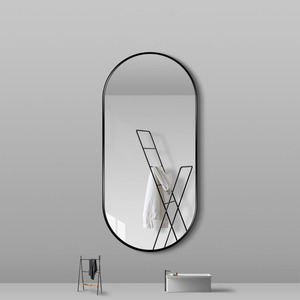 Grande Specchio <span class=keywords><strong>da</strong></span> Bagno Ovale Verticale con Cornice in Oro Spazzolato per Hotel e Appartamenti di Lusso <span class=keywords><strong>Moderni</strong></span> - Product Image 2