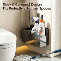Soporte oculto para escobilla de inodoro con ventosa, cepillo para huecos y clips, montaje en pared sin taladro, accesorios de limpieza para baño