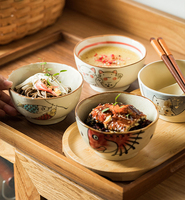 Bol rond en porcelaine de 4,5 pouces, style japonais, motifs de poissons-chats, logo personnalisé, bols à riz en céramique pour restaurant et hôtel