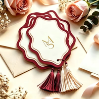 Invitaciones de Boda Personalizadas en Forma de Abanico de 2 Capas, Impresión en Acuarela sobre Cartulina Mate, Remaches Metálicos, Tarjetas para Invitados de la Fiesta Nupcial
