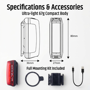 Luz de seguridad para ciclismo diurna de 300LM, lámpara trasera para bicicleta para carreteras con mucho tráfico - Product Image 6
