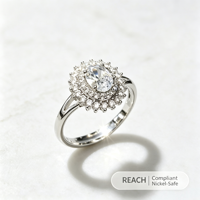Bagues en laiton plaqué platine, pierres étincelantes élégantes pour les fêtes d'anniversaire, les mariages, les anniversaires de mariage, bijoux de mode, cadeaux