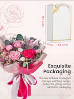 Bouquet de roses rose vif éternelles - Fleurs naturelles longue durée pour la Fête des Mères et la Saint-Valentin - Décoration élégante pour la maison - Coffret cadeau
