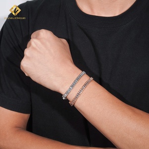 ZUANFA JEWELRY Pulsera de tenis unisex de moissanita con corte esmeralda de 2*4mm, estilo clásico, de plata 925 bañada en rodio - Product Image 3