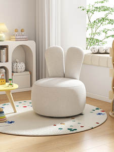 Fauteuil enfant en peluche couleur crème, siège bébé mignon une place, mini fauteuil de lecture et de loisirs avec dossier rond pour salon - Product Image 6