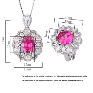 Ensemble de bijoux élégants pour femmes, pendentif clé en cuivre écologique vintage avec zircon rose 9*10mm, plaqué or, spécial mariage - Product Image 3