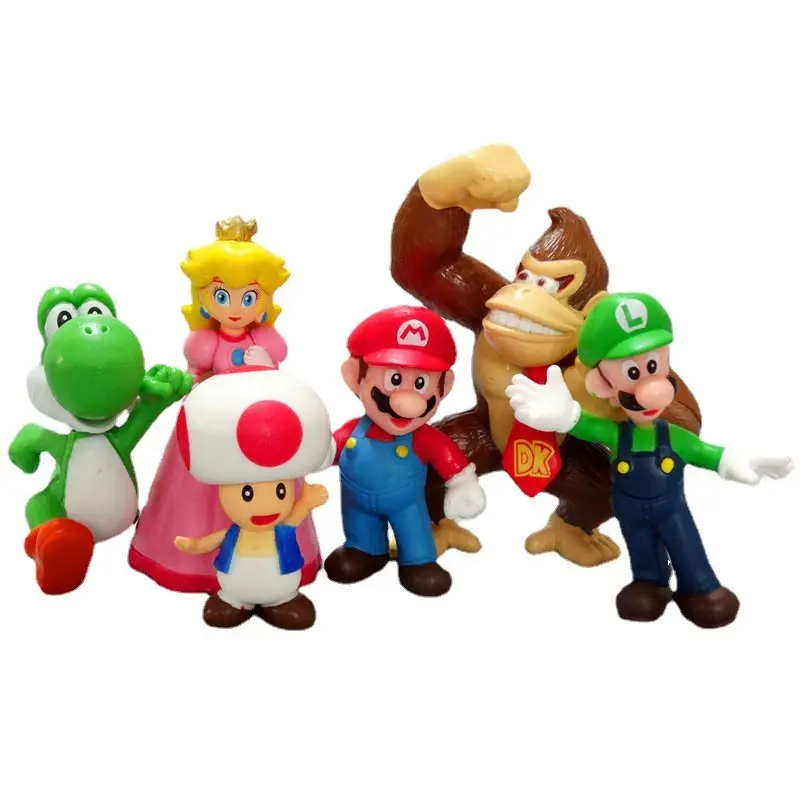 Super Mario 6 pcs/Set TV Figura Caixa PVC Figura