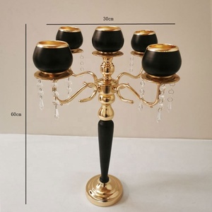 Candelabro de cristal dorado de 5 brazos para centros de <span class=keywords><strong>mesa</strong></span> de boda - Product Image 3