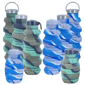 Neuankömmling Silikon Granate Outdoor Reiten Faltbare Collapse Water Cup Tragbare Camouflage Wasser flasche