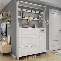 Meuble à chaussures blanc ultra-fin de style français avec porte-chapeaux, armoire de rangement à chaussures rabattable autoportante pour la maison