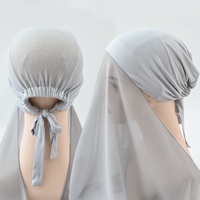 Écharpe Hijab en mousseline de soie de couleur unie femmes avec bandeau antidérapant bandeau Islam Hijabs bandeau respirant turban musulman