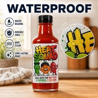 Autocollants personnalisés en vinyle imperméables pour étiquettes alimentaires, écologiques, durables, pour emballages de sauce chili en rouleau, vente en gros