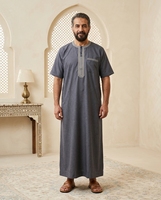 CCY 2026 Été Boubou Homme pour Ramadan Islamique Musulman Maroc Broderie Col Thobes Jubbah Qamis Hommes Caftan Arabe