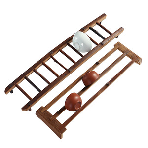 Support de rangement pour tasses à thé en bambou, étagère de séchage pour service à thé Kung Fu, type rectangulaire sur pied, origine Anji - Product Image 5