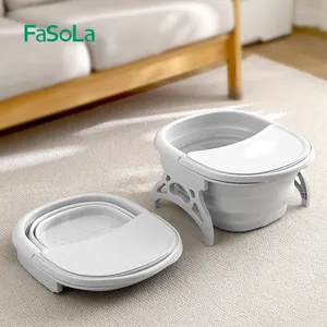 法索拉可折叠足浴盆，用于浸泡足浴盆，带把手的塑料足桶，可折叠洗衣篮