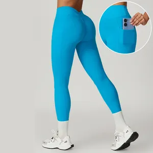 Womens Leggings Quick Dry Sports Trousers Butt Lift Workout Tights Cross High Waist Gym Fitness Pants Women Yoga Leggings