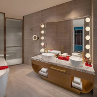 Mobilier de chambre d'hôtel 5 étoiles Boutique Céramique blanche écologique Économie d'eau Design moderne Matériau en cuir véritable