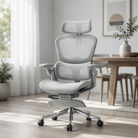 Chaise de bureau ergonomique à dossier haut en maille avec appui-tête réglable 4D et accoudoirs rabattables 4D, design moderne pour cadres
