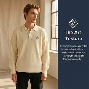 Pull Polo Tricoté Personnalisé pour Homme Style Old Money, Tricot 100% Coton, OEM/ODM, Faible MOQ, Vêtements Décontractés Professionnels - Product Image 3