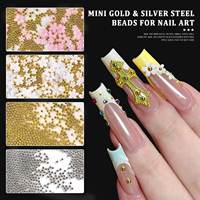Promo Terbatas: Hiasan Kuku Resin Bunga Mini, Manik-manik Logam Emas, Aksesoris Kuku untuk Nail Art DIY