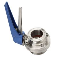 Vente en gros 304 316 en acier inoxydable de qualité alimentaire raccord rapide sanitaire manuel Tri pince bleu gâchette poignée niveau vanne papillon