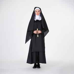 Disfraz de TV y película de Halloween para mujeres adultas, diseños de sacerdote de <span class=keywords><strong>monja</strong></span> de <span class=keywords><strong>la</strong></span> Virgen María, vestido, máscara facial, cubierta de cabeza (Material de poliéster) - Product Image 3