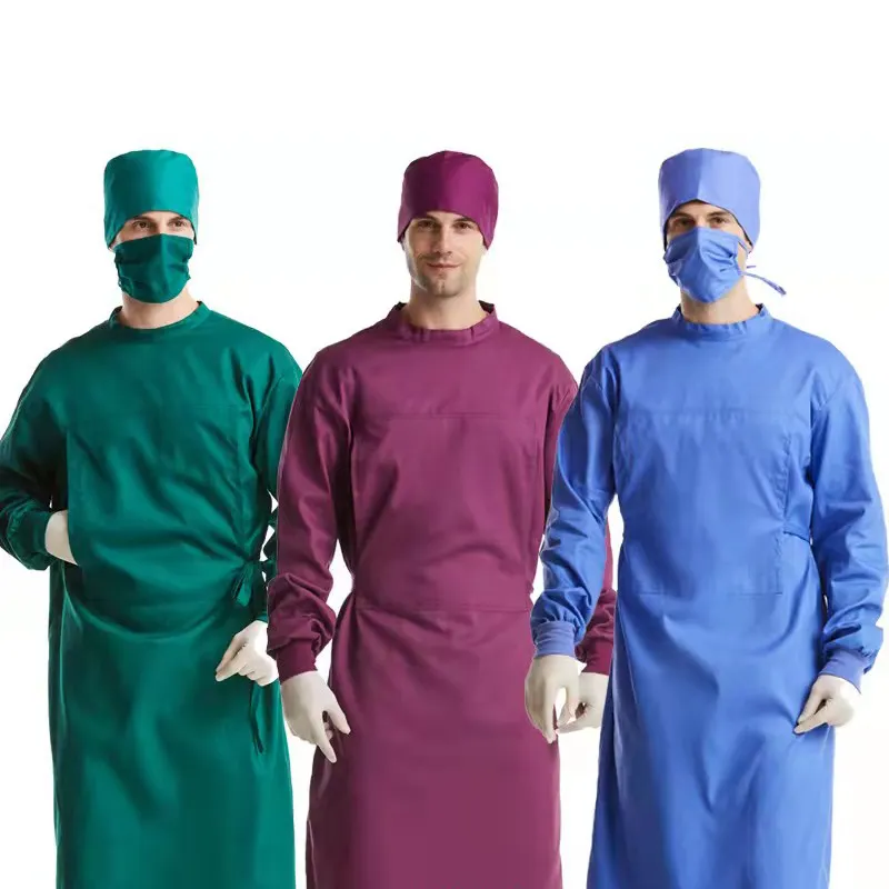 100%cotton Reusable water resistant doctor gown surgical gowns