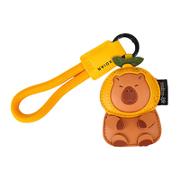 Kreativer Cartoon-Capybara PU-Leder Y2K Schlüsselanhänger Niedlicher Tier-Geldbörsenanhänger Umweltfreundlich Langlebig Handgefertigt Einzigartiges Design Perfekt