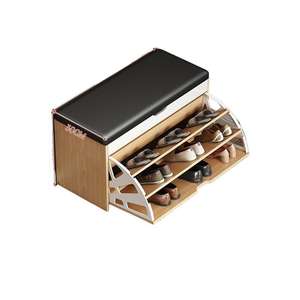 Panca Cambia Scarpe da Ingresso in Legno con Morbida Imbottitura e Scarpiere Integrate <span class=keywords><strong>per</strong></span> Atrio con Portascarpe - Product Image 5