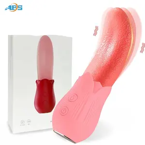 Suave lamiendo Rosa lengua masaje clítoris pezón largo Rosa silicona lengua vibrador juguete sexual para mujeres