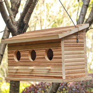 Nid d'oiseau en bois pin bois oiseau <span class=keywords><strong>miniature</strong></span> maisons pour extérieur maison d'oiseau en bois - Product Image 4